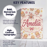 Personalised Name Cute Christmas Gingerbread Custom Bespoke  Contemporary Display Canvas Wall Art Print Decor Picture Ready to Hang