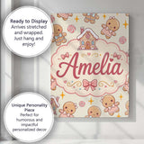 Personalised Name Cute Christmas Gingerbread Custom Bespoke  Contemporary Display Canvas Wall Art Print Decor Picture Ready to Hang