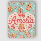 Personalised Name Cute Christmas Gingerbread Custom Bespoke  Contemporary Display Canvas Wall Art Print Decor Picture Ready to Hang