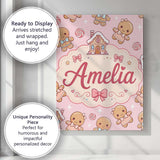 Personalised Name Cute Christmas Gingerbread Custom Bespoke  Contemporary Display Canvas Wall Art Print Decor Picture Ready to Hang