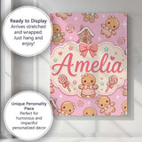 Personalised Name Cute Christmas Gingerbread Custom Bespoke  Contemporary Display Canvas Wall Art Print Decor Picture Ready to Hang