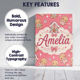 Personalised Name Cute Christmas Gingerbread Custom Bespoke  Contemporary Display Canvas Wall Art Print Decor Picture Ready to Hang