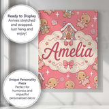Personalised Name Cute Christmas Gingerbread Custom Bespoke  Contemporary Display Canvas Wall Art Print Decor Picture Ready to Hang