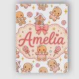 Personalised Name Cute Christmas Gingerbread Custom Bespoke  Contemporary Display Canvas Wall Art Print Decor Picture Ready to Hang