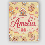 Personalised Name Cute Christmas Gingerbread Custom Bespoke  Contemporary Display Canvas Wall Art Print Decor Picture Ready to Hang