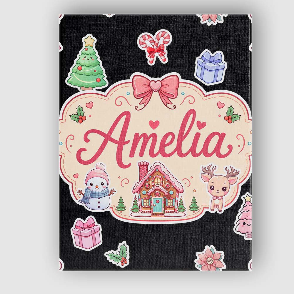 Personalised Name Cute Christmas Festive Custom  Unique Gift Idea Elegant Feature Canvas Wall Art Print Decor Picture Ready to Hang