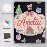 Personalised Name Cute Christmas Festive Custom  Unique Gift Idea Elegant Feature Canvas Wall Art Print Decor Picture Ready to Hang