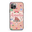 Cute Christmas Festive Stickers Gingerbread House Custom Name Protective Phone Case Mobile Cover Durable Everyday Smartphone Shock Resistant