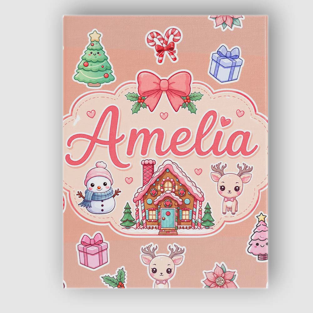 Personalised Name Cute Christmas Festive Custom  Unique Gift Idea Elegant Feature Canvas Wall Art Print Decor Picture Ready to Hang