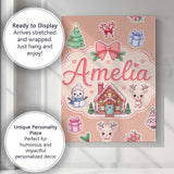 Personalised Name Cute Christmas Festive Custom  Unique Gift Idea Elegant Feature Canvas Wall Art Print Decor Picture Ready to Hang