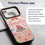 Cute Christmas Festive Stickers Gingerbread House Custom Name Protective Phone Case Mobile Cover Durable Everyday Smartphone Shock Resistant