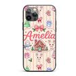 Cute Christmas Festive Stickers Gingerbread House Custom Name Protective Phone Case Mobile Cover Durable Everyday Smartphone Shock Resistant