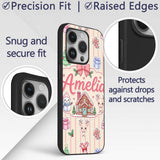 Cute Christmas Festive Stickers Gingerbread House Custom Name Protective Phone Case Mobile Cover Durable Everyday Smartphone Shock Resistant