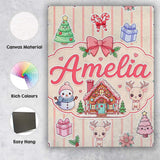 Personalised Name Cute Christmas Festive Custom  Unique Gift Idea Elegant Feature Canvas Wall Art Print Decor Picture Ready to Hang