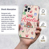 Cute Christmas Festive Stickers Gingerbread House Custom Name Protective Phone Case Mobile Cover Durable Everyday Smartphone Shock Resistant