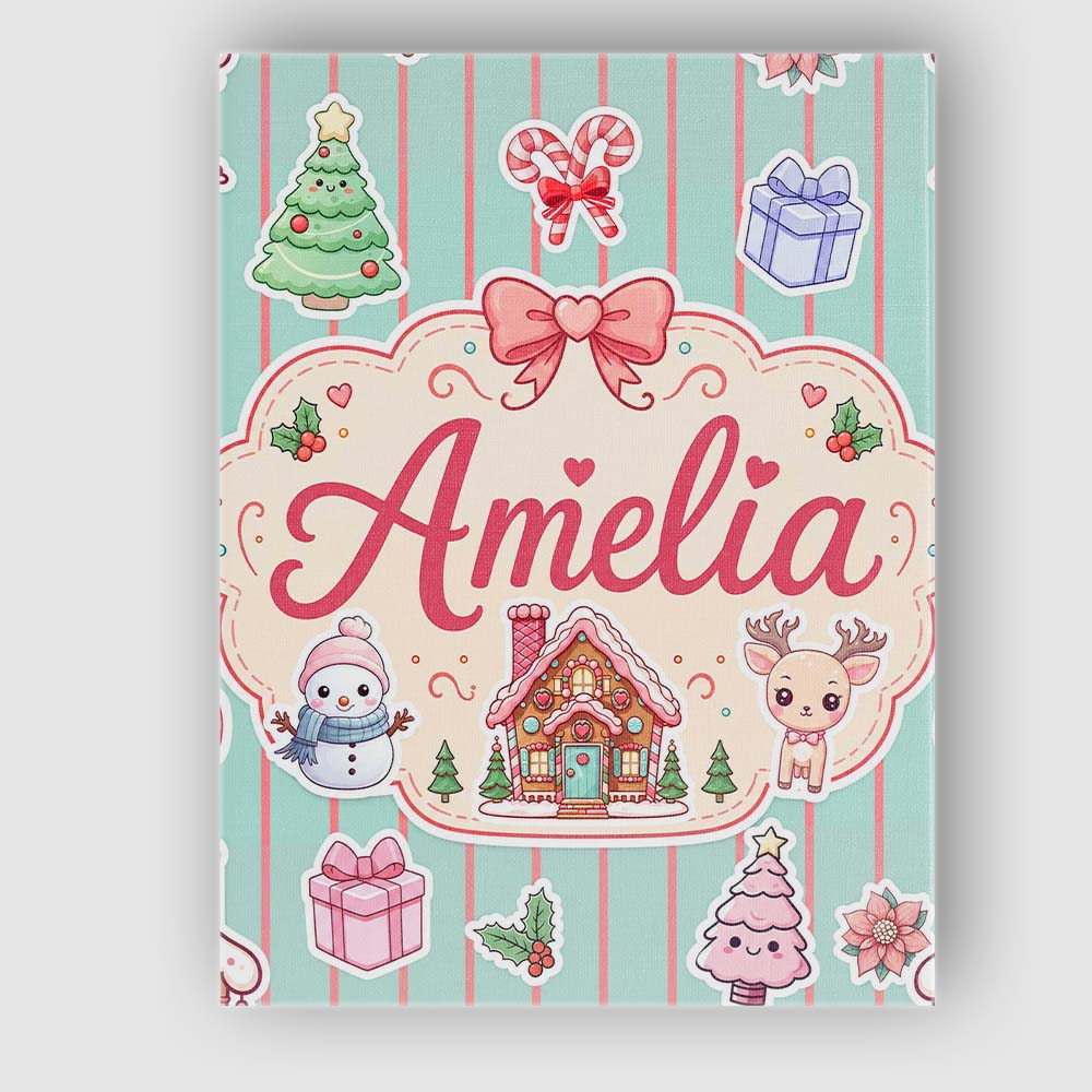 Personalised Name Cute Christmas Festive Custom  Unique Gift Idea Elegant Feature Canvas Wall Art Print Decor Picture Ready to Hang