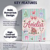 Personalised Name Cute Christmas Festive Custom  Unique Gift Idea Elegant Feature Canvas Wall Art Print Decor Picture Ready to Hang