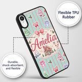 Cute Christmas Festive Stickers Gingerbread House Custom Name Protective Phone Case Mobile Cover Durable Everyday Smartphone Shock Resistant