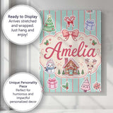 Personalised Name Cute Christmas Festive Custom  Unique Gift Idea Elegant Feature Canvas Wall Art Print Decor Picture Ready to Hang