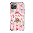 Christmas Festive Stickers Gingerbread House Tree Custom Name Protective Phone Case Mobile Cover Durable Everyday Smartphone Shock Resistant