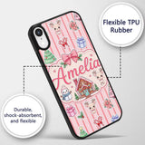 Christmas Festive Stickers Gingerbread House Tree Custom Name Protective Phone Case Mobile Cover Durable Everyday Smartphone Shock Resistant