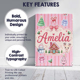 Personalised Name Cute Christmas Festive Custom  Unique Gift Idea Elegant Feature Canvas Wall Art Print Decor Picture Ready to Hang