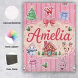 Personalised Name Cute Christmas Festive Custom  Unique Gift Idea Elegant Feature Canvas Wall Art Print Decor Picture Ready to Hang