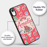 Cute Christmas Festive Stickers Gingerbread House Custom Name Protective Phone Case Mobile Cover Durable Everyday Smartphone Shock Resistant