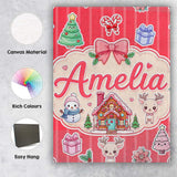 Personalised Name Cute Christmas Festive Custom  Unique Gift Idea Elegant Feature Canvas Wall Art Print Decor Picture Ready to Hang