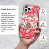 Cute Christmas Festive Stickers Gingerbread House Custom Name Protective Phone Case Mobile Cover Durable Everyday Smartphone Shock Resistant
