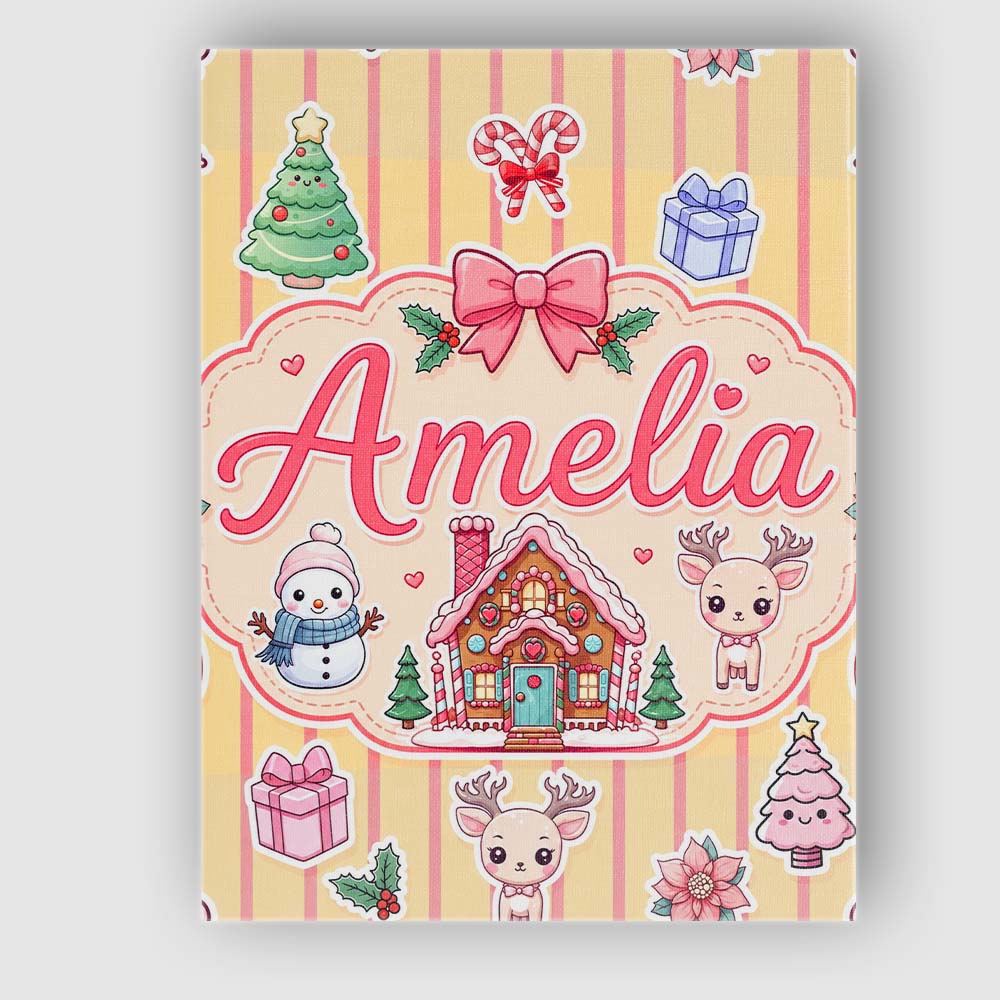 Personalised Name Cute Christmas Festive Custom  Unique Gift Idea Elegant Feature Canvas Wall Art Print Decor Picture Ready to Hang