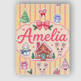 Personalised Name Cute Christmas Festive Custom  Unique Gift Idea Elegant Feature Canvas Wall Art Print Decor Picture Ready to Hang