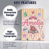 Personalised Name Cute Christmas Festive Custom  Unique Gift Idea Elegant Feature Canvas Wall Art Print Decor Picture Ready to Hang