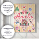 Personalised Name Cute Christmas Festive Custom  Unique Gift Idea Elegant Feature Canvas Wall Art Print Decor Picture Ready to Hang