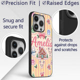 Cute Christmas Festive Stickers Gingerbread House Custom Name Protective Phone Case Mobile Cover Durable Everyday Smartphone Shock Resistant