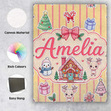 Personalised Name Cute Christmas Festive Custom  Unique Gift Idea Elegant Feature Canvas Wall Art Print Decor Picture Ready to Hang