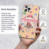 Cute Christmas Festive Stickers Gingerbread House Custom Name Protective Phone Case Mobile Cover Durable Everyday Smartphone Shock Resistant