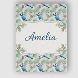 Personalised Name Blue Jay Bird Watercolor Branch Artistic Nature Custom  Bespoke Canvas Wall Art Print Decor Picture Ready to Hang