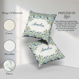Custom Name Blue Bird Watercolor Branch Nature Background Design Square Filled Cushion Throw Pillow Sofa Bed Home Decor Zip Washable UK Made