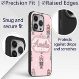 Cute Nutcracker Soldiers Christmas Toy Characters Custom Name Protective Phone Case Mobile Cover Durable Everyday Smartphone Shock Resistant