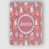 Personalised Name Cute Kawaii Bunny Donuts Custom  Unique Gift Idea Elegant Feature Canvas Wall Art Print Decor Picture Ready to Hang