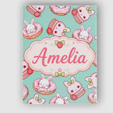 Personalised Name Cute Kawaii Bunny Donuts Custom  Unique Gift Idea Elegant Feature Canvas Wall Art Print Decor Picture Ready to Hang