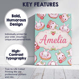 Personalised Name Cute Kawaii Bunny Donuts Custom  Unique Gift Idea Elegant Feature Canvas Wall Art Print Decor Picture Ready to Hang