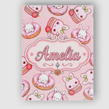 Personalised Name Cute Kawaii Bunny Donuts Custom  Unique Gift Idea Elegant Feature Canvas Wall Art Print Decor Picture Ready to Hang