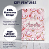 Personalised Name Cute Kawaii Bunny Donuts Custom  Unique Gift Idea Elegant Feature Canvas Wall Art Print Decor Picture Ready to Hang