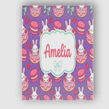 Personalised Name Cute Kawaii Bunny Donuts Custom  Unique Gift Idea Elegant Feature Canvas Wall Art Print Decor Picture Ready to Hang