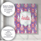 Personalised Name Cute Kawaii Bunny Donuts Custom  Unique Gift Idea Elegant Feature Canvas Wall Art Print Decor Picture Ready to Hang