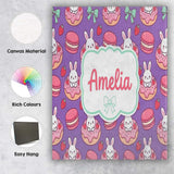 Personalised Name Cute Kawaii Bunny Donuts Custom  Unique Gift Idea Elegant Feature Canvas Wall Art Print Decor Picture Ready to Hang