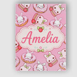Personalised Name Cute Kawaii Bunny Donuts Custom  Unique Gift Idea Elegant Feature Canvas Wall Art Print Decor Picture Ready to Hang