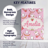 Personalised Name Cute Kawaii Bunny Donuts Custom  Unique Gift Idea Elegant Feature Canvas Wall Art Print Decor Picture Ready to Hang